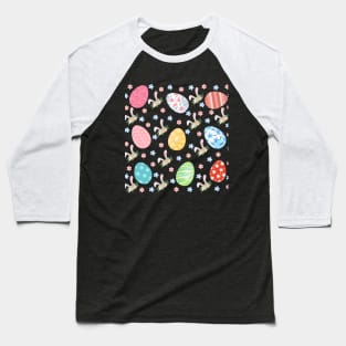 Easter Pattern Vibrant Egg and Flower Patterns Baseball T-Shirt